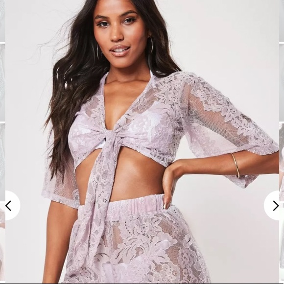 MISSGUIDED Mauve Lace Beach Top - Picture 2 of 12